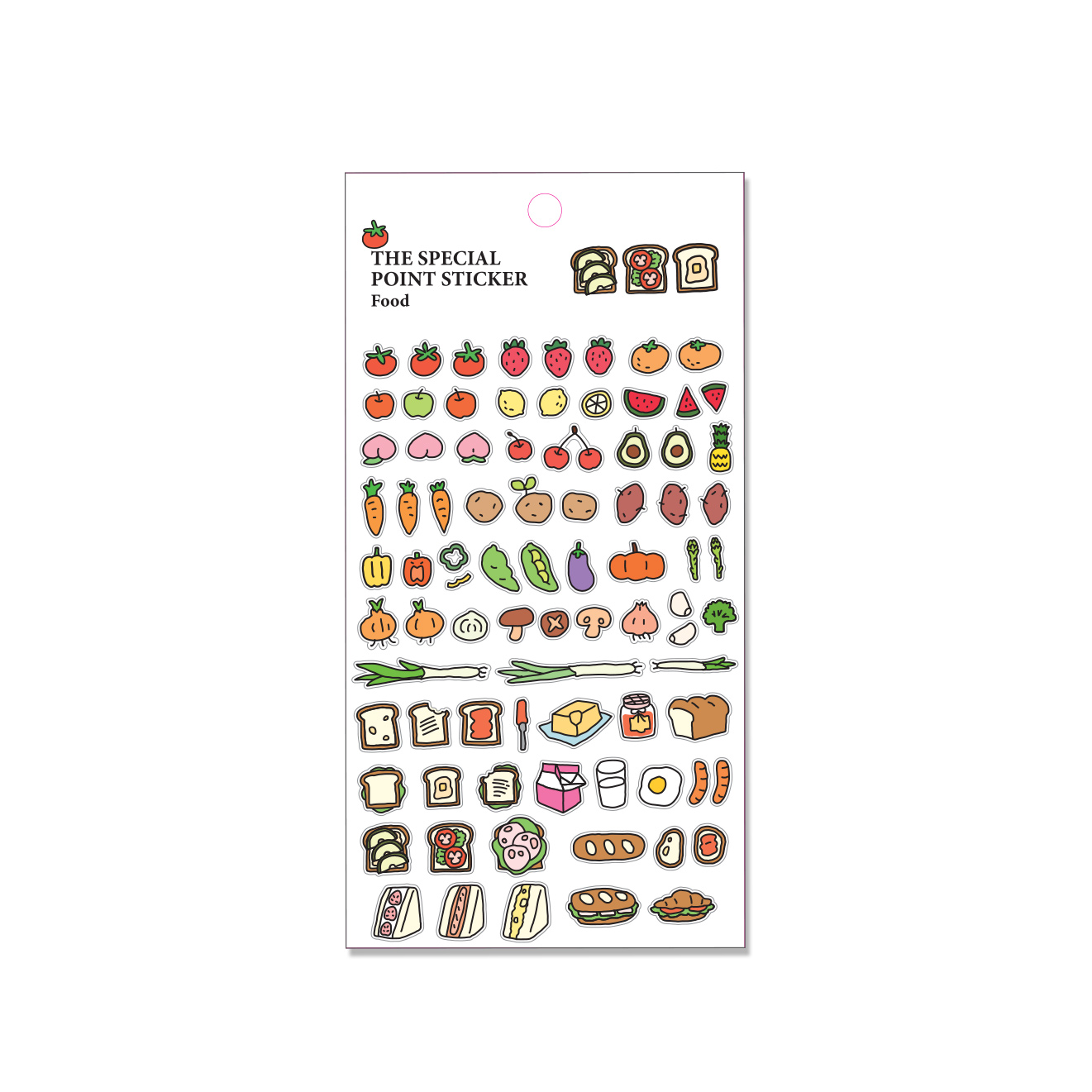 더스페셜-포인트스티커-유광투명스티커 7종(고양이,푸들,거북이,토끼,곰돌이,꿀벌,푸드)